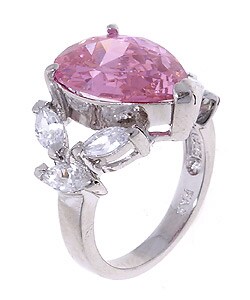 Icz Stonez Rhodium-plated  Sterling Silver Teardrop CZ Ring