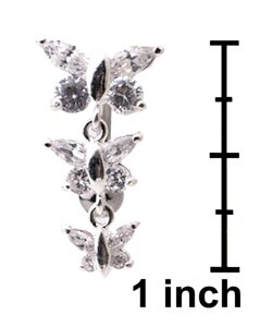 Surgical Steel Butterfly Crystal Barbell