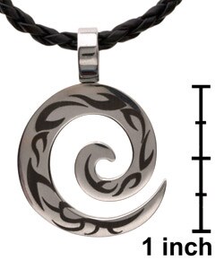 Stainless Steel Tribal Tattoo Swirl Pendant on Cord