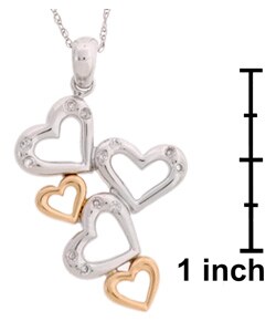 14k Two-tone Gold Diamond Heart Cluster Pendant