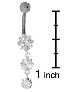 Silver Dangle CZ Curved Barbell