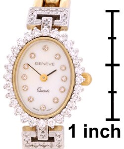 Geneve 14k Gold Diamond Oval Case Watch (1.07ct TDW)