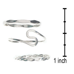Sterling Silver Twist Lite Three-piece Ring Set