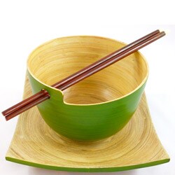 Bamboo Bowl, Plate & Chopstick Set (Vietnam)