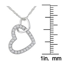 10k White Gold 1/4ct TW Diamond Double Heart Pendant