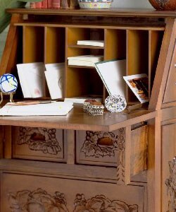 Hand-carved Drop-front Secretary Desk