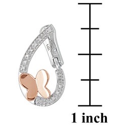 14k Two-tone Gold 1/10ct TDW Diamond Butterfly Earrings