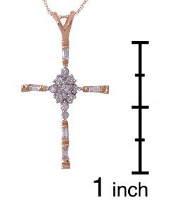 14k Gold and 1/4ct Diamond Cluster Cross Pendant