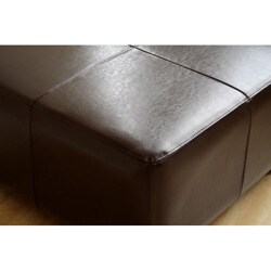 Square Dark Brown Bi-cast Leather Ottoman