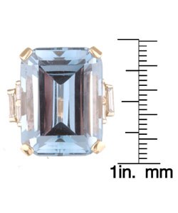 14k Yellow Gold Deco Style Aquamarine Ring