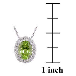 14k White Gold 1/5ct TDW Diamond & Peridot Pendant