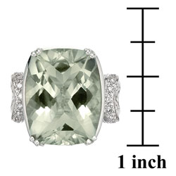 14-kt White Gold 1/5-ct Diamond Green Amethyst Ring