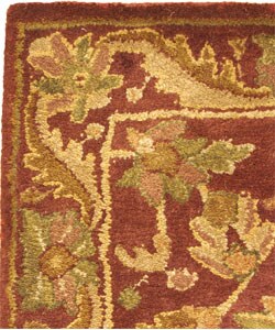 Handmade Exquisite Wine/ Gold Wool Rug (2' x 3')