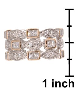 Icz Stonez Sterling Silver/18k Gold CZ Three-row Ring
