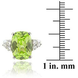 Icz Stonez Sterling Silver Oval Green CZ Ring
