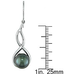 14k Gold Cultured Black Tahitian Pearl Earrings (8-9mm)
