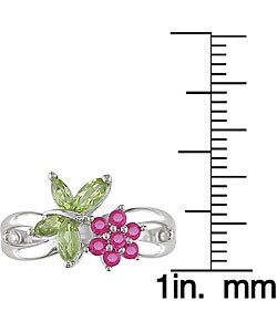 14-kt White Gold Multi-Gemstone Floral Ring