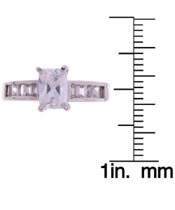 Tressa Sterling Silver Emerald-cut CZ Ring