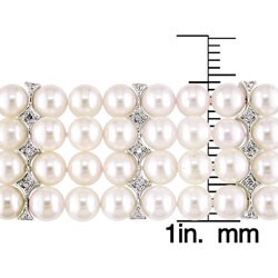 14k Gold Cultured Pearl 2/5ct Diamond Bracelet
