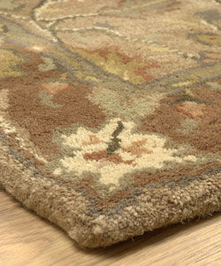 Hand-tufted Dark Beige Indian Wool Runner (2'6 x 10')