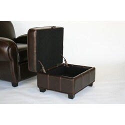 Espresso Brown Reclining Club Chair and Storage Ottoman