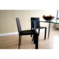 Crystie Black Leather Dining Chairs (Set of 2)