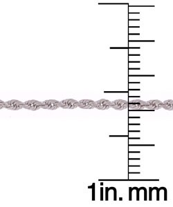 14k White Gold 24-inch Diamond-cut Rope Chain (1.5 mm)