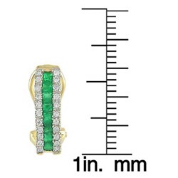 14k Yellow Gold Emerald 1/5ct TDW Diamond Earrings