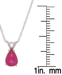 14k White Gold Pear Shape Ruby Pendant