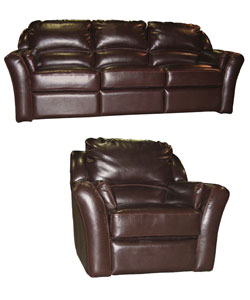 Chocolate Reclining Leather Sofa and Reclining Chair Set