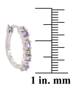 Glitzy Rocks Sterling Silver Amethyst Diamond-accent Hoop Earrings