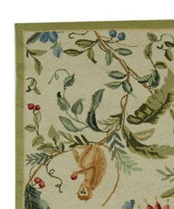 Hand-hooked Midnight Garden Ivory Wool Rug (3'9 x 5'9)