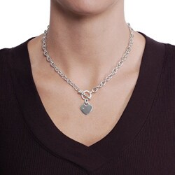 Sterling Silver Diamond Heart Toggle Necklace