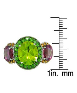 14k White Gold Diamond Multi Gemstone Ring