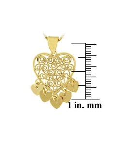 18k Gold Over Silver Filigree Chandelier Heart Set