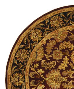 Handmade Heritage Kashan Burgundy/ Black Wool Rug (8' Round)