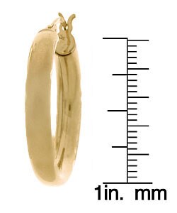 14k Yellow Gold Satin Hoop Earrings