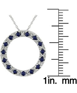 10k White Gold Diamond Sapphire Pendant