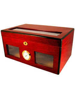 Bravo Glass-top Cherrywood Exterior Humidor Set