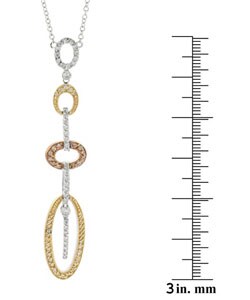 ICZ Stonez Sterling Silver Tri-color CZ Geometric Necklace