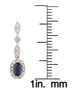10k Yellow Gold Diamond Blue Sapphire Earrings