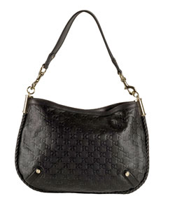 Gucci Embossed Logo Medium Leather Handbags