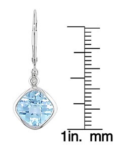14k White Gold Diamond Blue Topaz Earrings