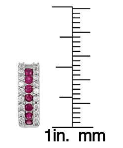 14k White Gold 1/3ct Diamond Ruby Earrings