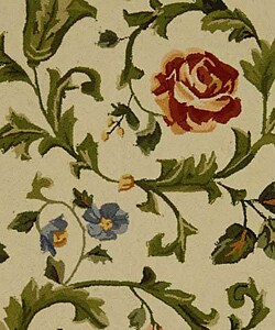 Hand-hooked Garden of Eden Ivory Wool Rug (4'6 x 6'6' Oval)