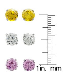 Tressa Sterling Silver Round CZ Earrings Set (6 mm)