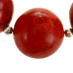 Silver Beaded Red Coral Necklace