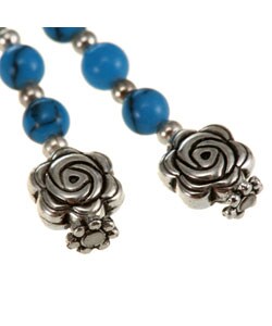 Silver Beaded Blue Turquoise Necklace