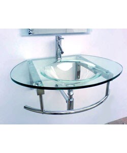 Modern Wall-mounted Glass Vanity and Faucet