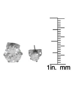 Stainless Steel 8mm & 4mm CZ Earring Set
